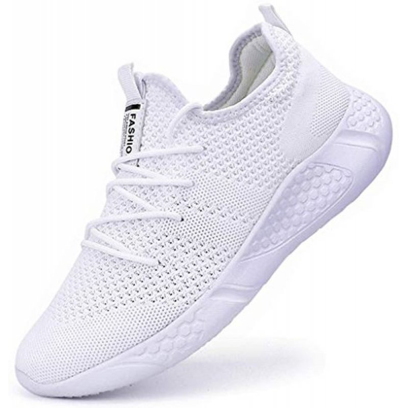 Damyuan Men's Sport Gym Running Shoes Walking Shoes Casual Lace Up Lightweight White