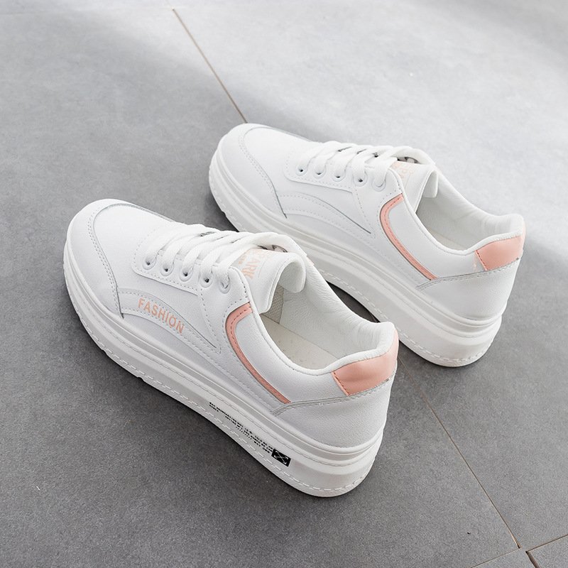 2022 spring new breathable white shoes female basic student running board shoes thick bottom increased women's shoes leisure